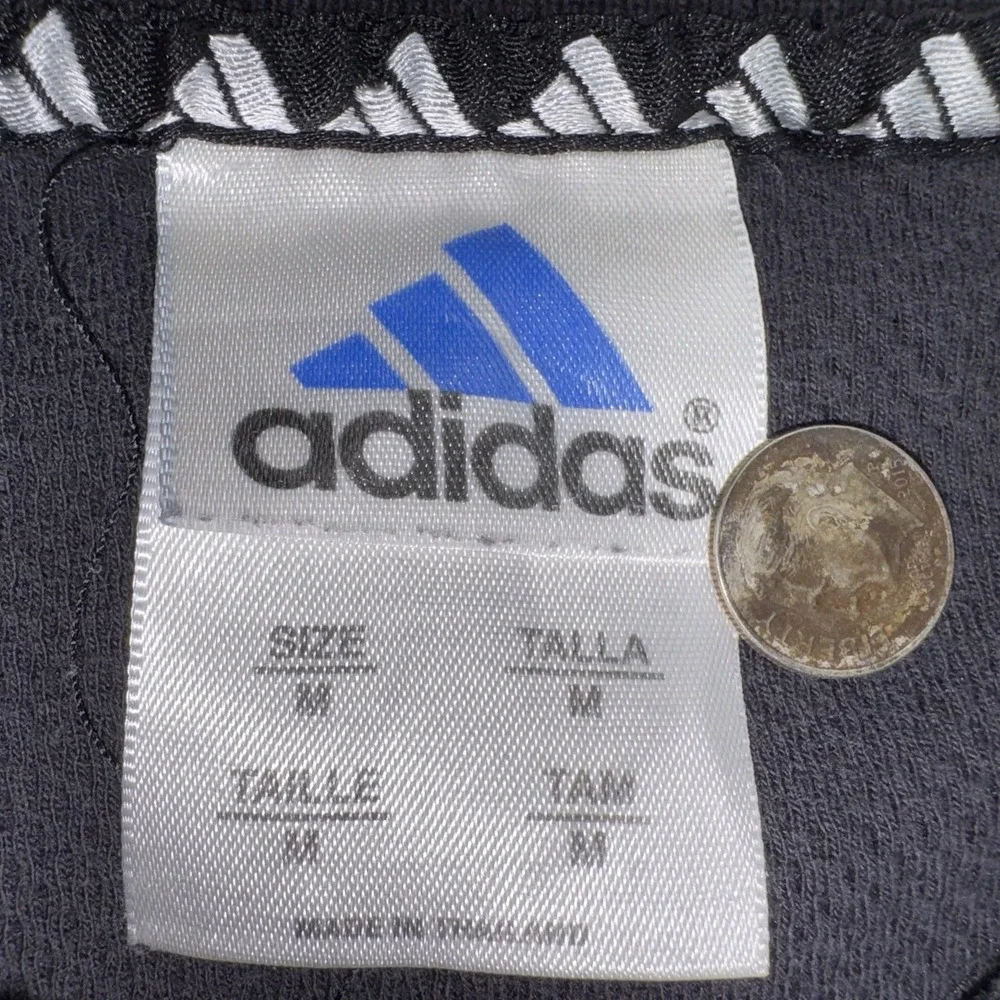 Vintage Adidas Polo Shirt Black Men's Medium Short Sleeve Y2K 90s Urban Baggy